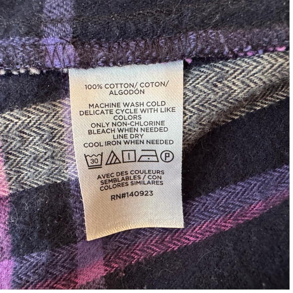 Loft Blue & Purple Plaid Flannel Shirt Size XL - Picture 5 of 6